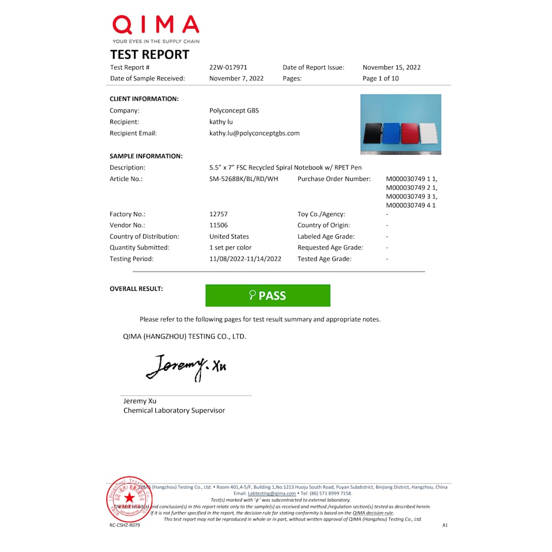 FSC&#174; Recycled 5.5” x 7” Spiral Notebook w/ RPET Pe - SM-5268 Black