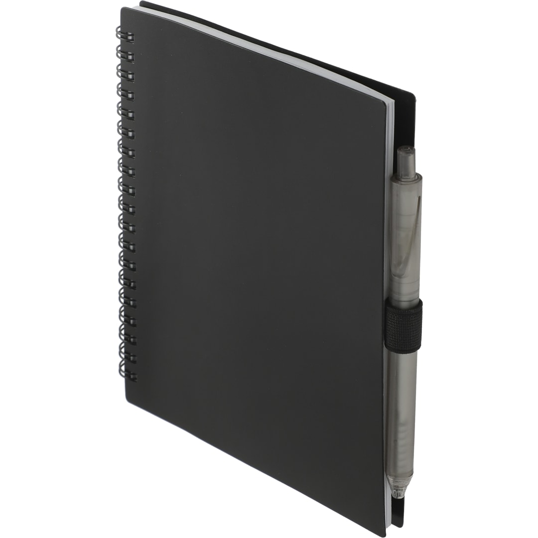 FSC&#174; Recycled 5.5” x 7” Spiral Notebook w/ RPET Pe - SM-5268 Black