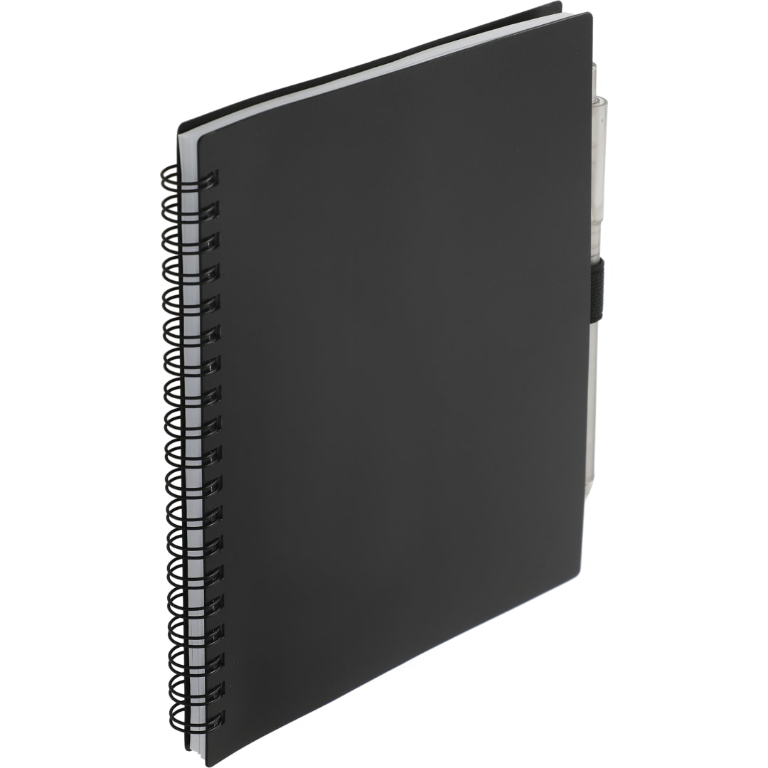 FSC&#174; Recycled 5.5” x 7” Spiral Notebook w/ RPET Pe - SM-5268 Black