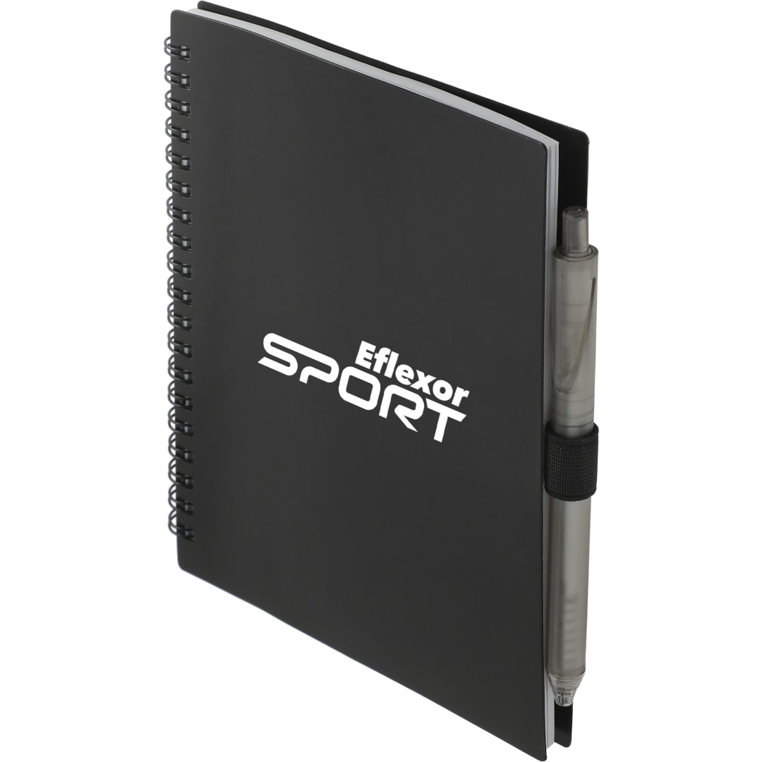 FSC&#174; Recycled 5.5” x 7” Spiral Notebook w/ RPET Pe - SM-5268 Black
