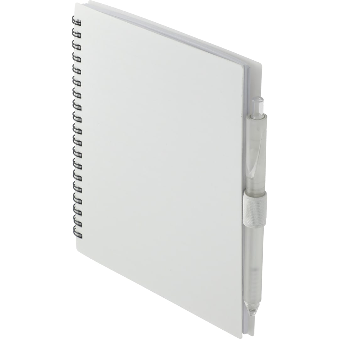FSC&#174; Recycled 5.5” x 7” Spiral Notebook w/ RPET Pe - SM-5268 White