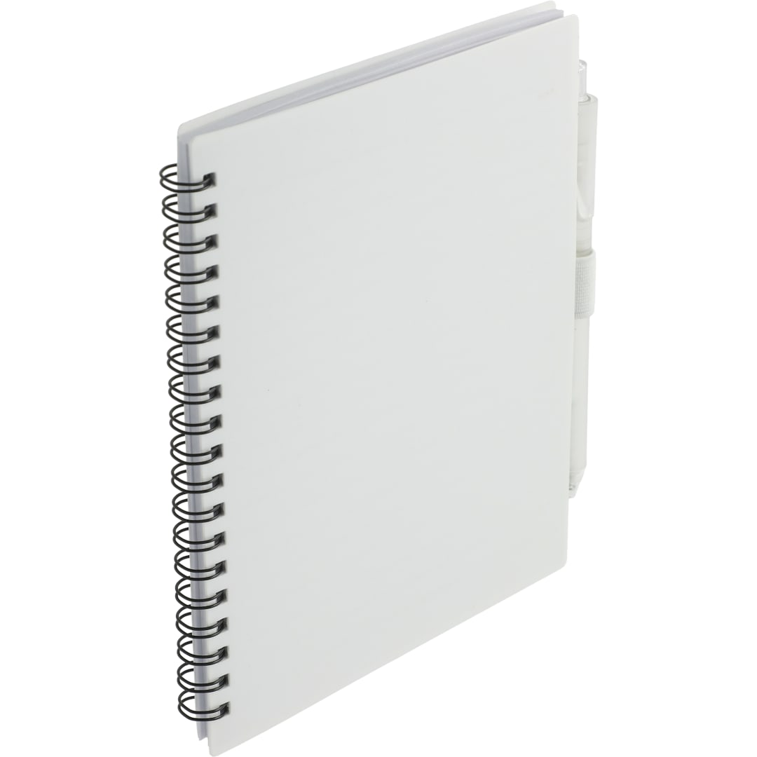 FSC&#174; Recycled 5.5” x 7” Spiral Notebook w/ RPET Pe - SM-5268 White