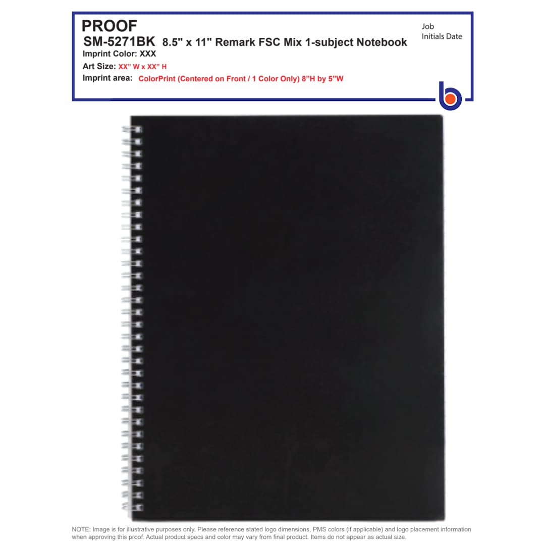 Bullet FSC&#174; Mix 8.5&quot; x 11&quot; Remark 1-subject Notebook - SM-5271 Black