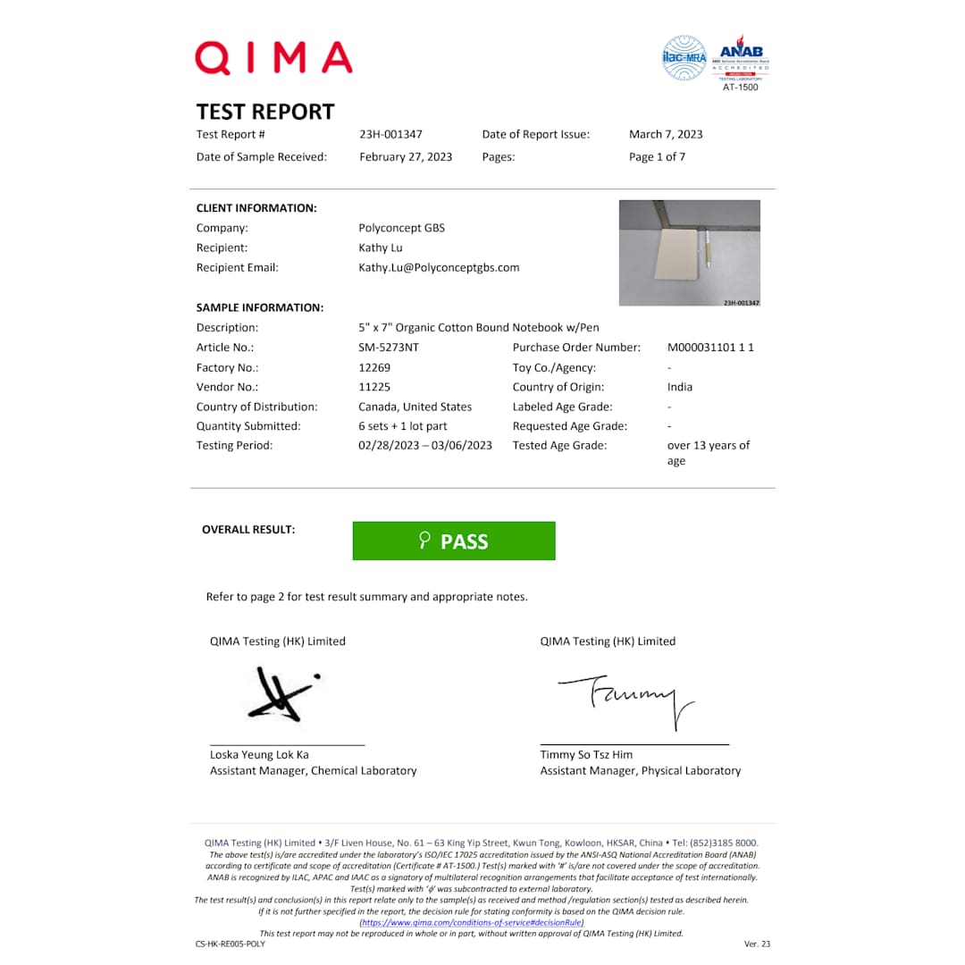 Bullet 5" x 7" Organic Cotton Bound Notebook w/Pen - SM-5273 Natural