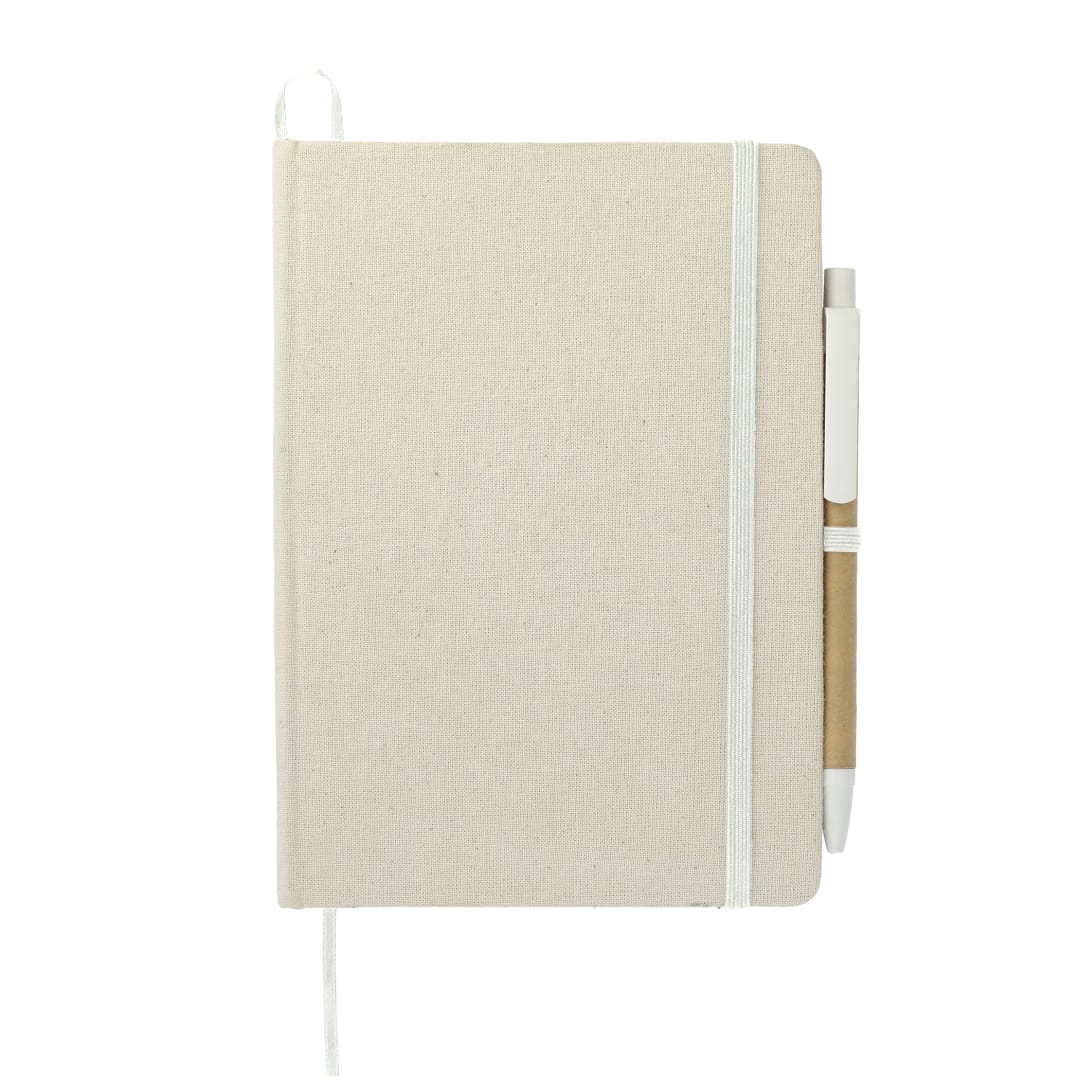 Bullet 5" x 7" Organic Cotton Bound Notebook w/Pen - SM-5273 Natural