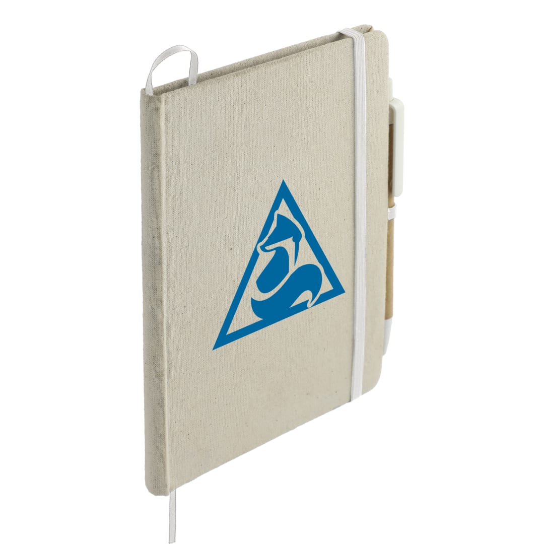 Bullet 5" x 7" Organic Cotton Bound Notebook w/Pen - SM-5273 Natural