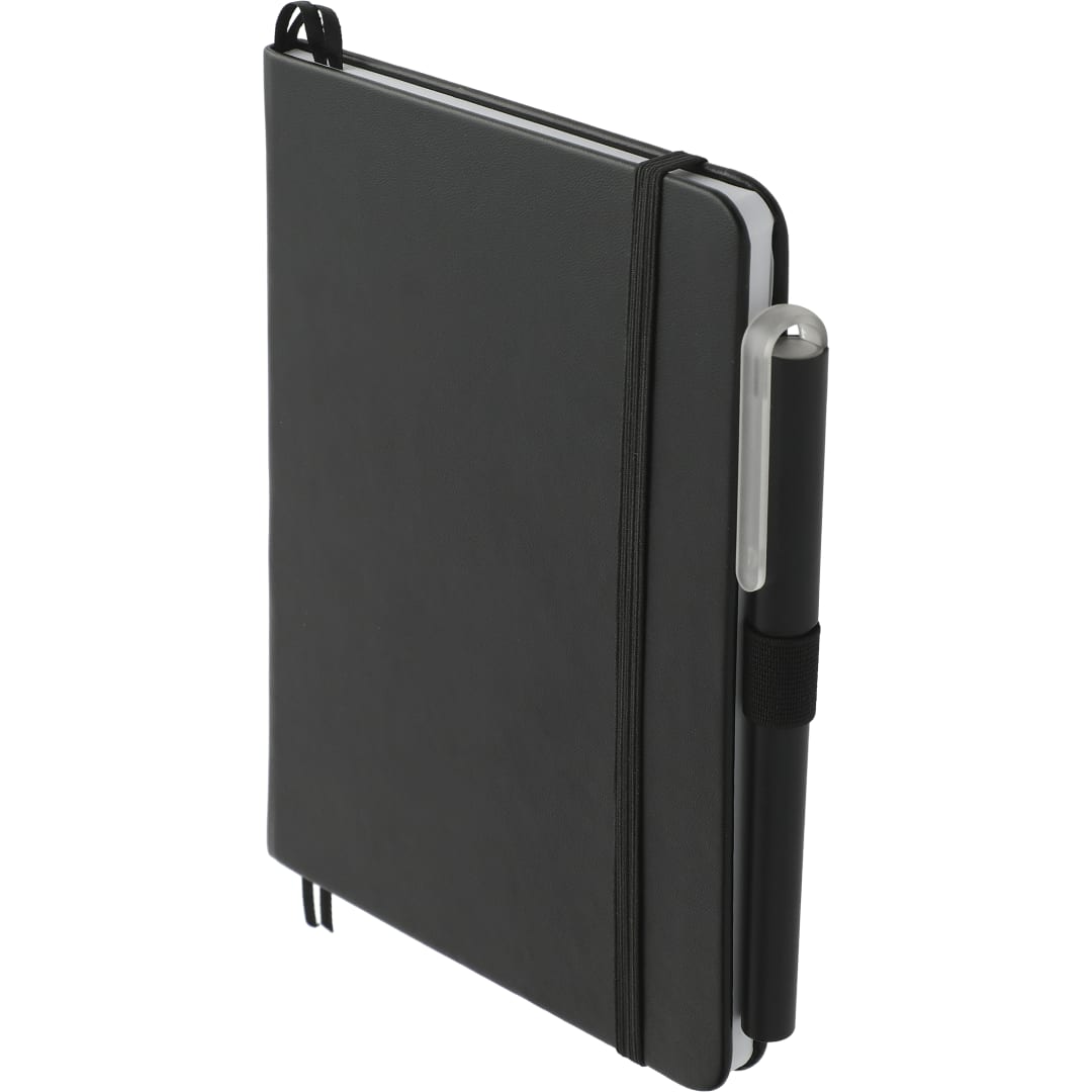 Bullet 5" x 7" Recycled Bulleting Bound Notebook w Pen - SM-5278 Black