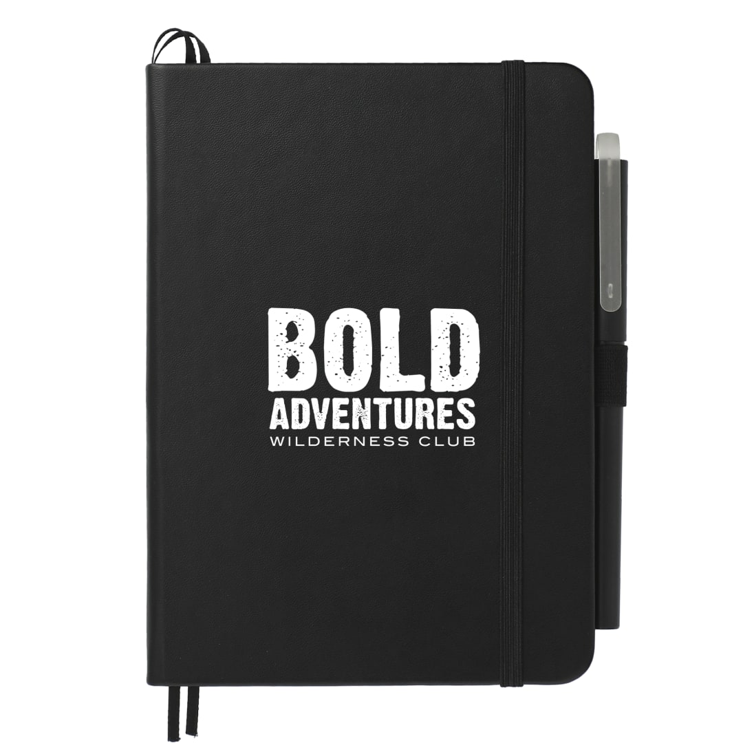 Bullet 5" x 7" Recycled Bulleting Bound Notebook w Pen - SM-5278 Black