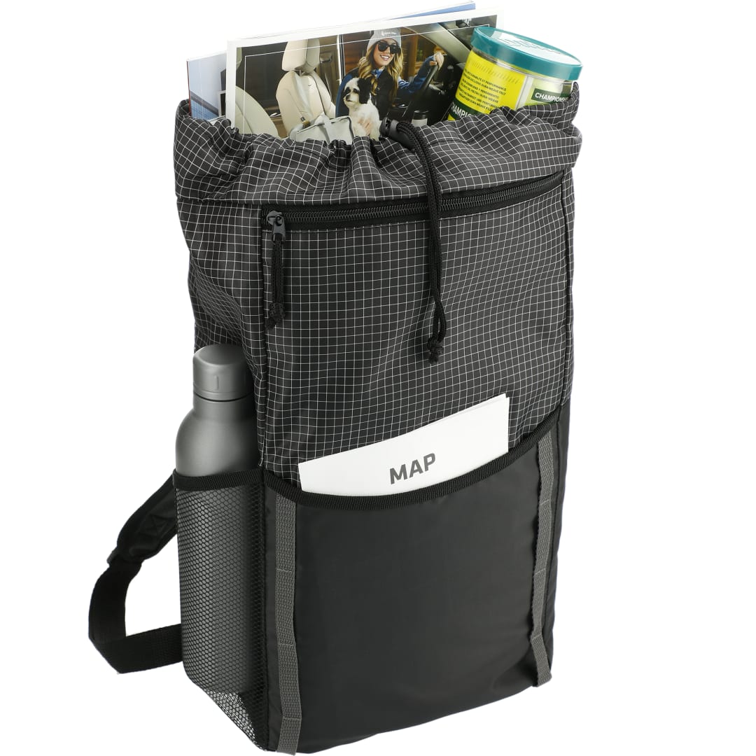 Grid 14L Drawstring Backpack - SM-5928 Black