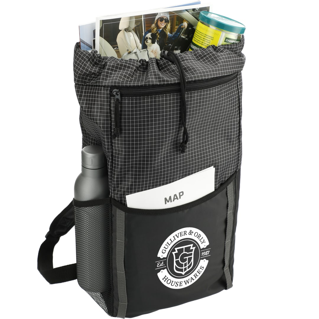 Grid 14L Drawstring Backpack - SM-5928 Black