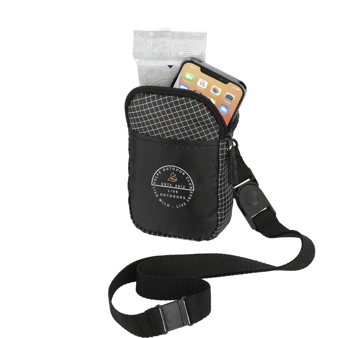 Grid Lanyard Phone Pouch - SM-5944 Black
