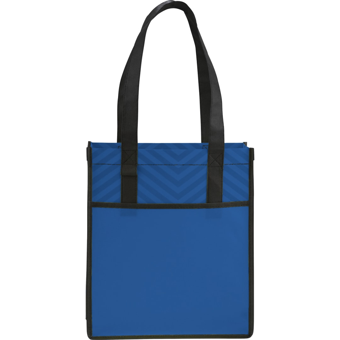Printed Chevron Non-Woven Shopper Tote - SM-5991 Blue