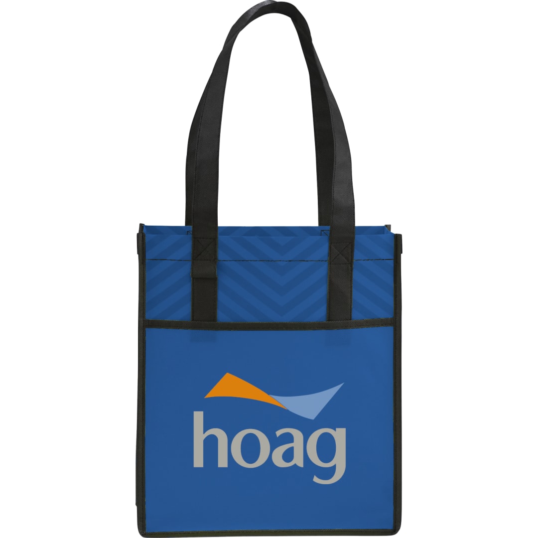 Printed Chevron Non-Woven Shopper Tote - SM-5991 Blue