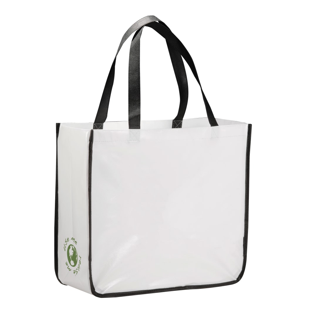 Gloss Laminated Non-Woven Shopper Tote - SM-5995 White