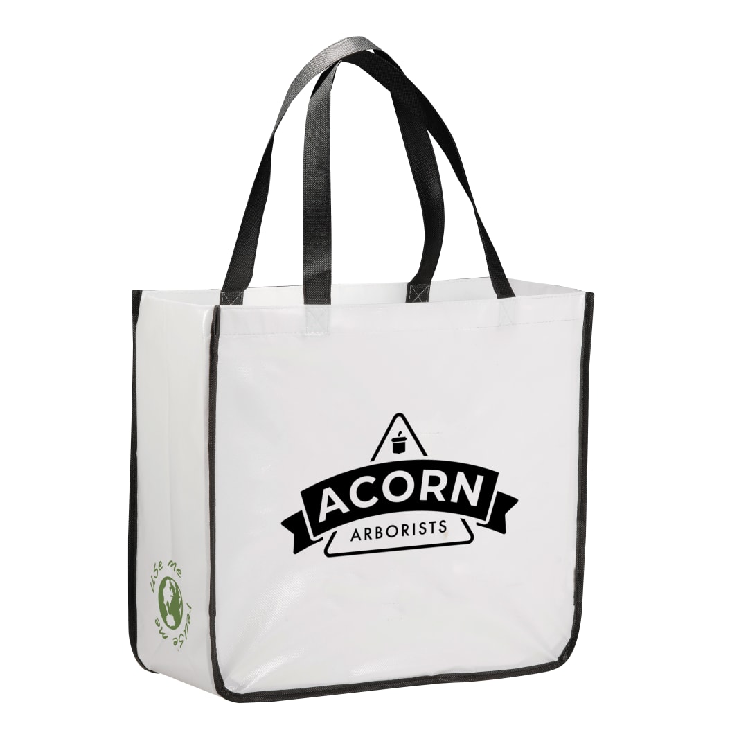 Gloss Laminated Non-Woven Shopper Tote - SM-5995 White