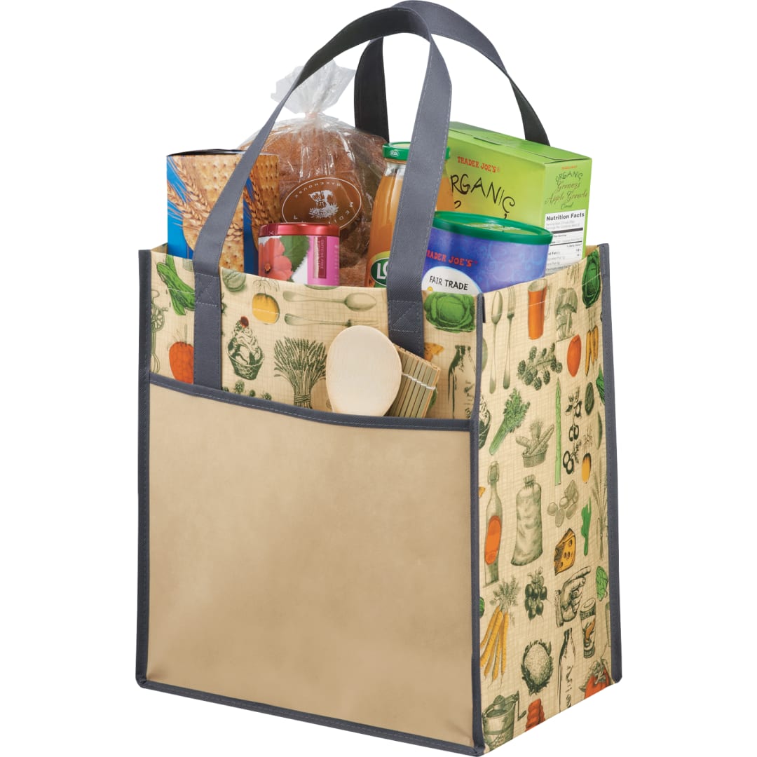 Big Grocery Vintage Laminated Non-Woven Tote - SM-5997 Natural