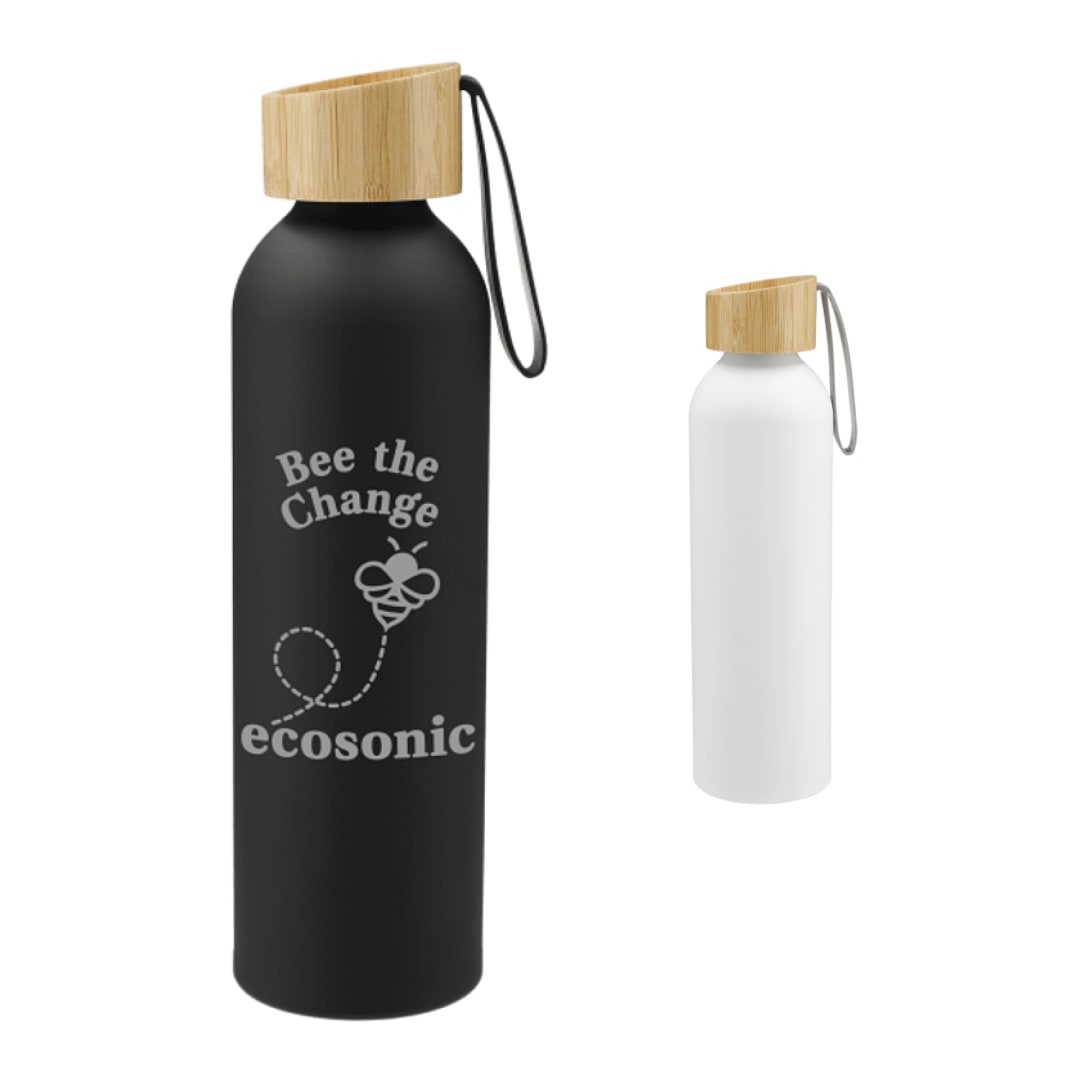 Ryze Aluminum Bottle 22 oz w/ FSC&#174; 100% Bamboo Lid - SM-6928 Black