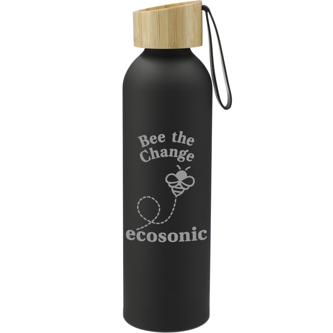Ryze Aluminum Bottle 22 oz w/ FSC&#174; 100% Bamboo Lid - SM-6928 Black