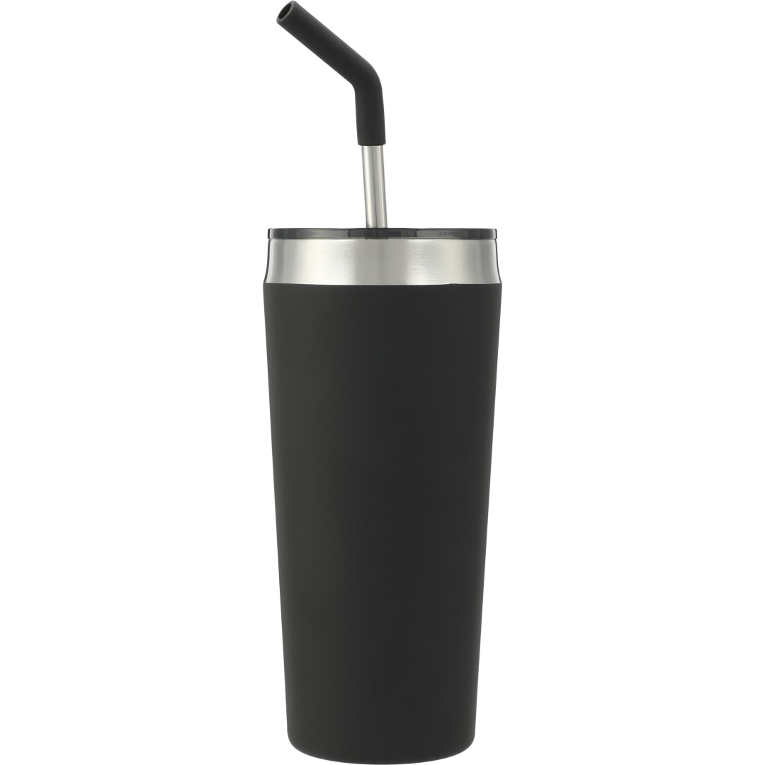 Faye 20oz Vacuum Tumbler w/ SS Straw - SM-6946 Black