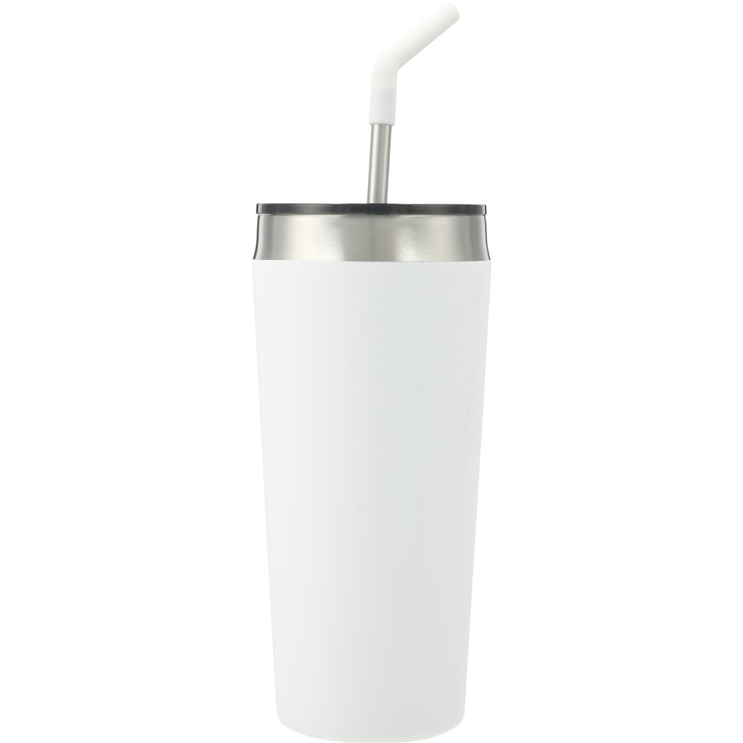 Faye 20oz Vacuum Tumbler w/ SS Straw - SM-6946 White