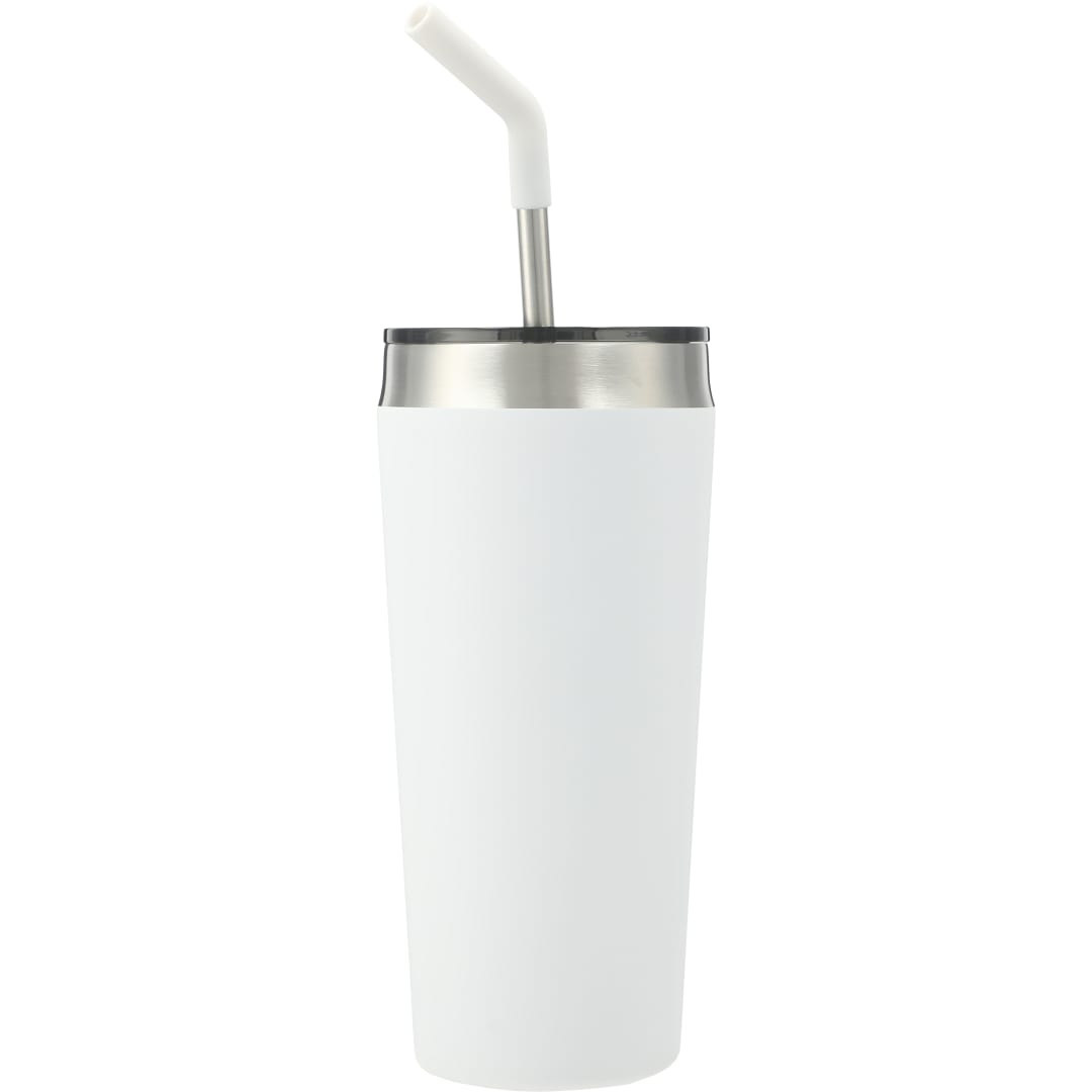 Faye 20oz Vacuum Tumbler w/ SS Straw - SM-6946 White