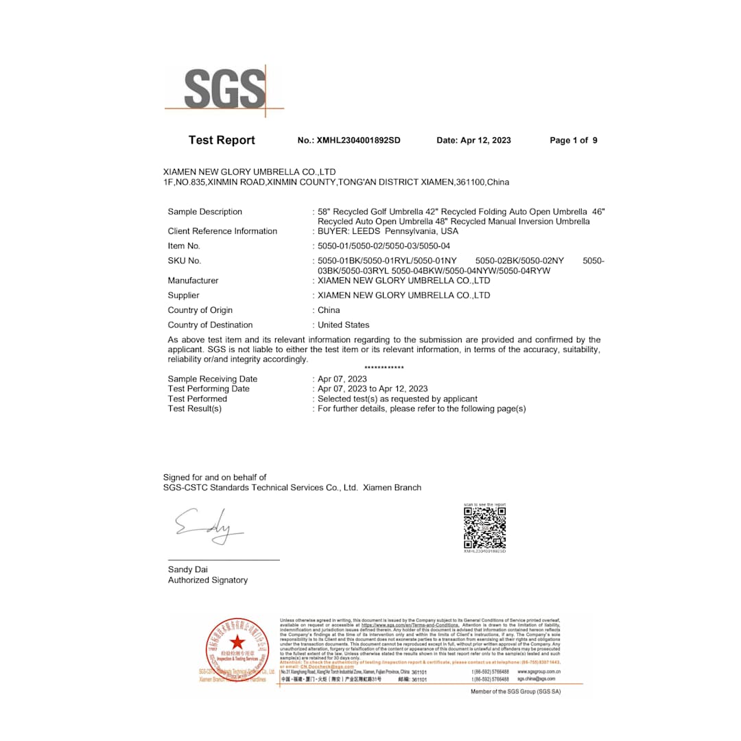 42&quot; Recycled Folding Auto Open Umbrella - 5050-01 Black