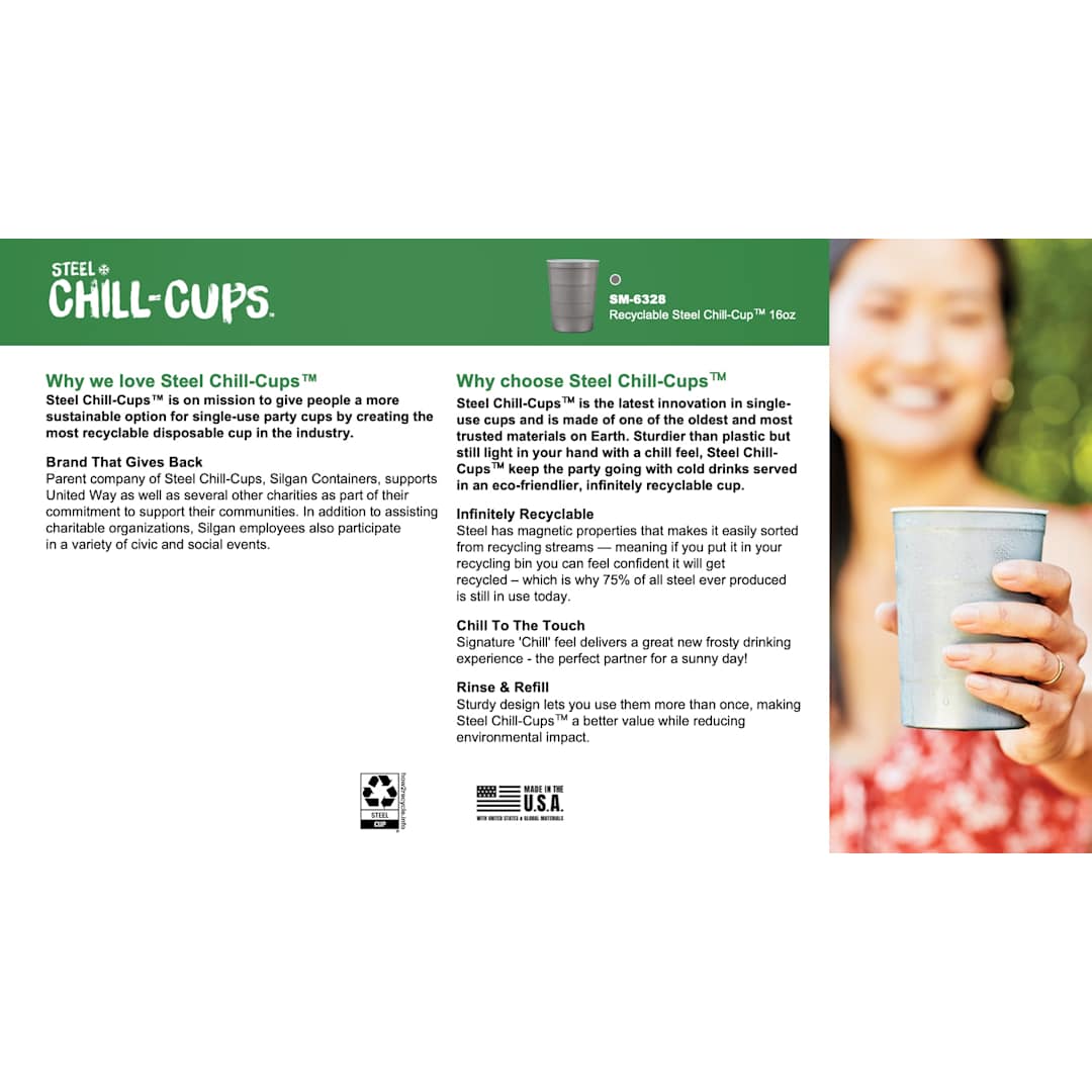 Steel Chill-Cups Recyclable Steel Chill-Cups™ 16oz - SM-6328 Gray