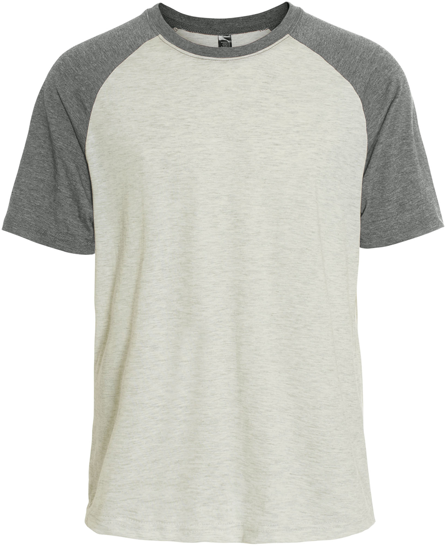 Attraction® 100355U – T-shirt manches raglan unisexe OATMEAL - HEATHER GREY