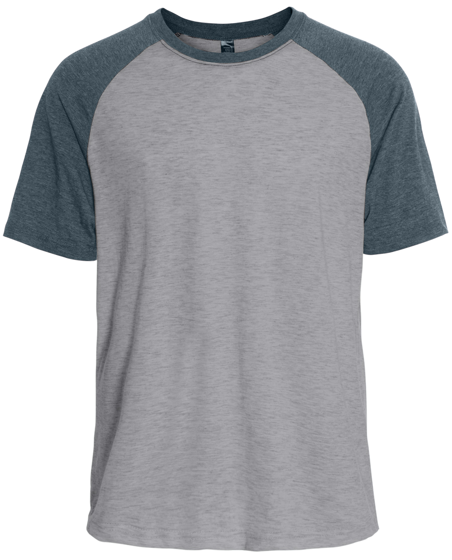 Attraction® 100355U – T-shirt manches raglan unisexe SPORTS GREY - HEATHER BLUEPINE