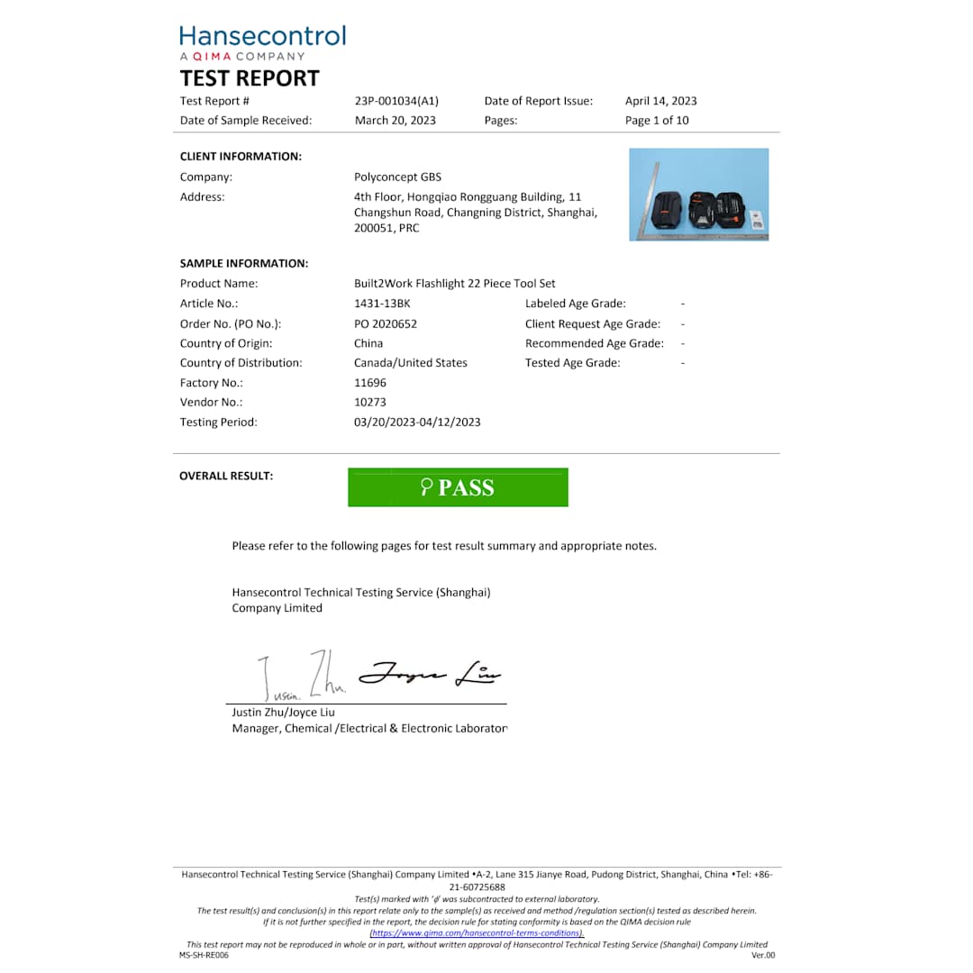 Built2Work Built2Work Flashlight 22 Piece Tool Set - 1431-13 Black