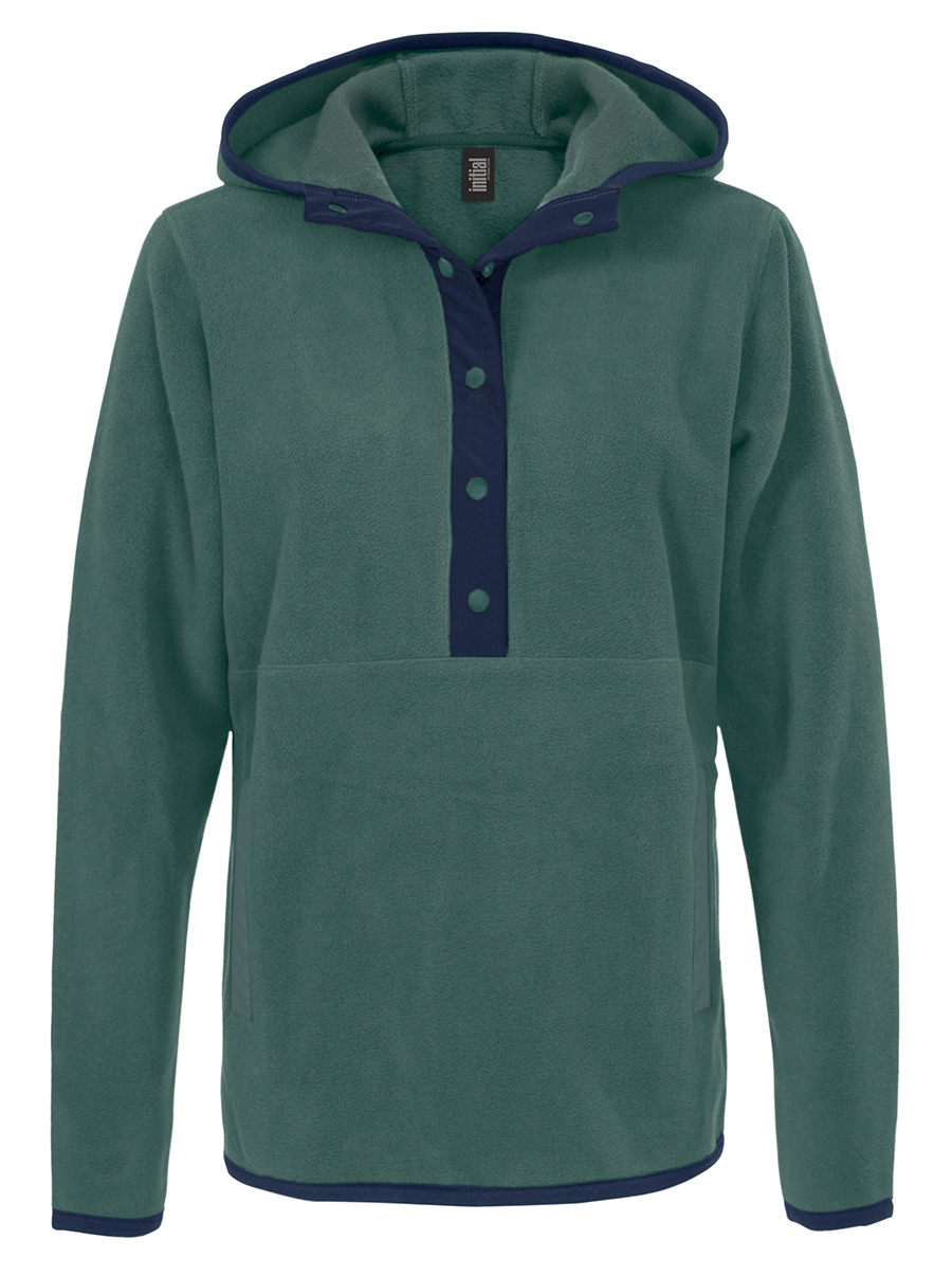 Attraction® 100L85W - Hooded 1/4 button-down sweatshirt - women SPRUCE - NAVY