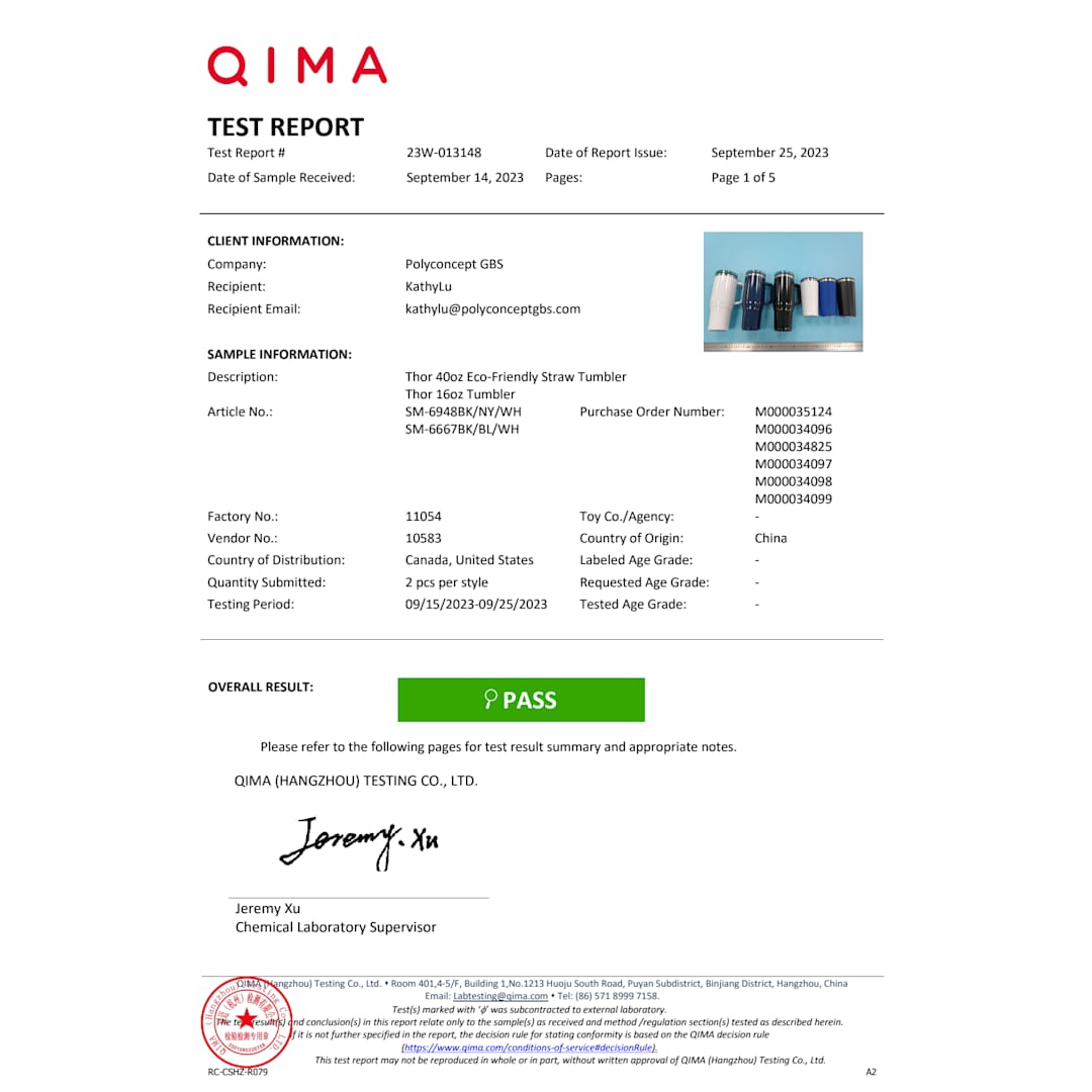 Thor 40oz Eco-Friendly Straw Tumbler - SM-6948 Black