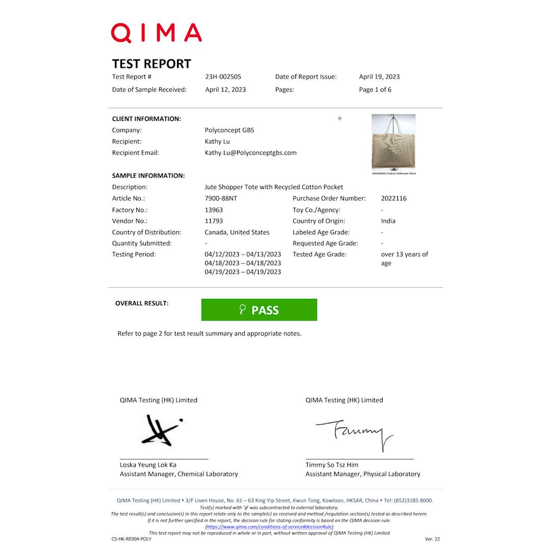 Jute Shopper Tote with Recycled Cotton Pocket - 7900-88 Natural