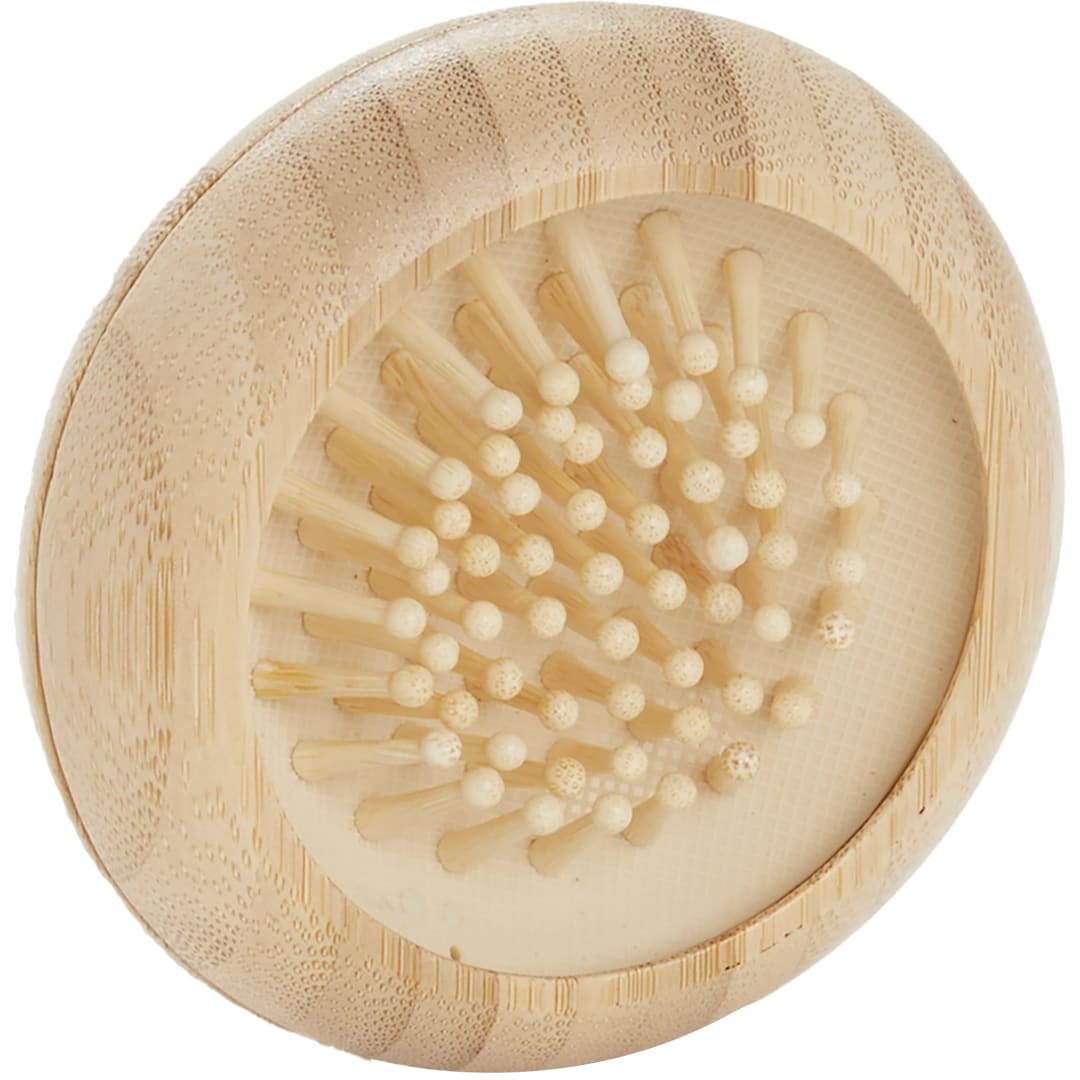 FSC&#174; 100% Bamboo Compact Mirror/Brush - SM-1709 Natural