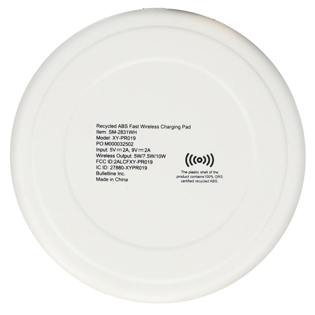 Recycled ABS Fast Wireless Charging Pad - SM-2831 White