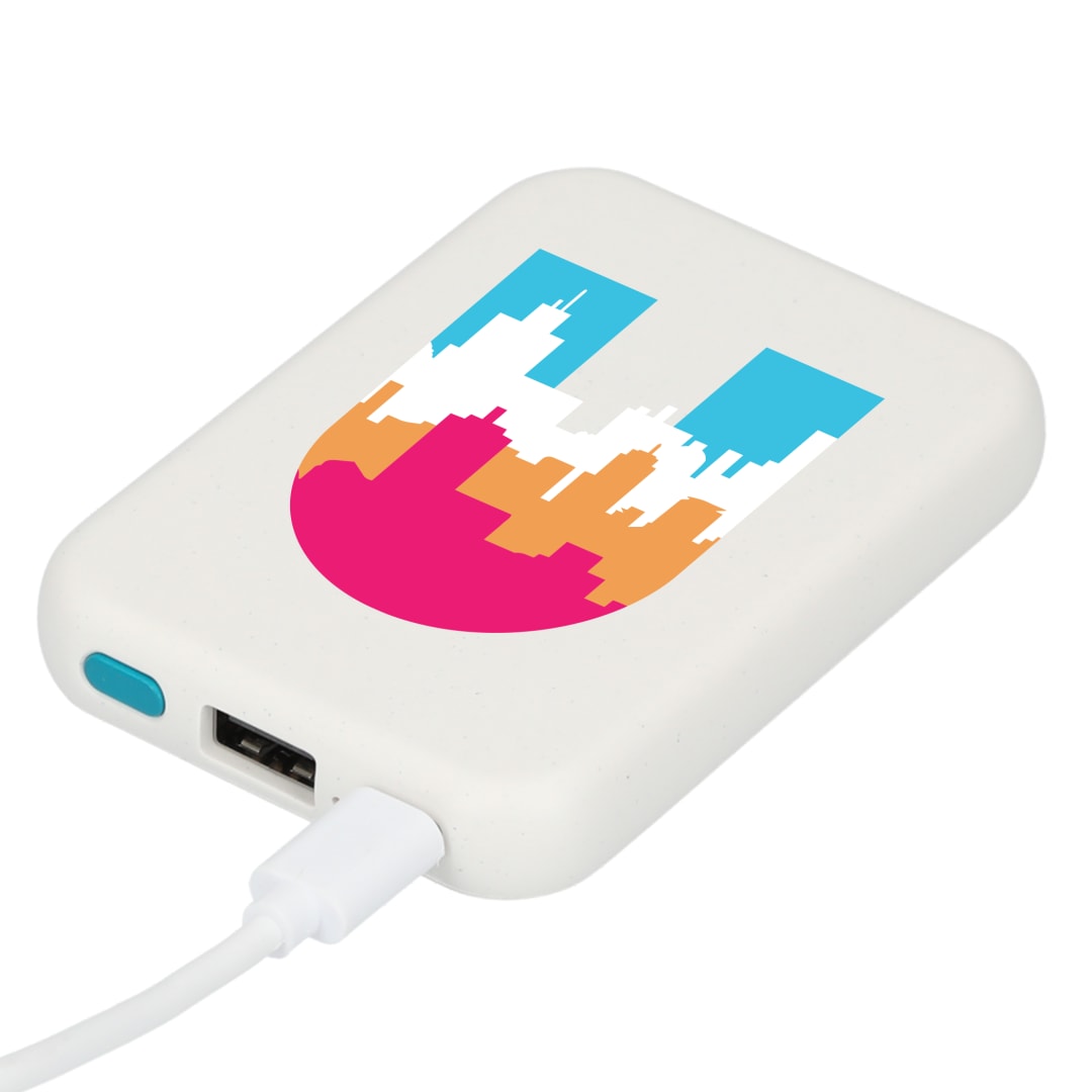 Recycled ABS 3000 mAh Wireless Power Bank - SM-2832 White