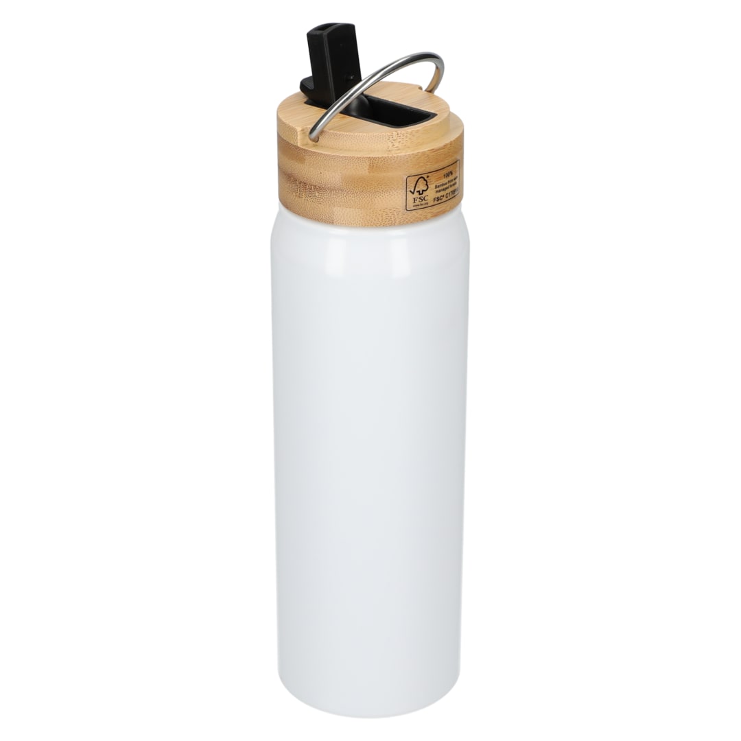 Billy 26oz ECO Aluminum Bottle w/ FSC&#174; Bamboo Lid - SM-6949 White