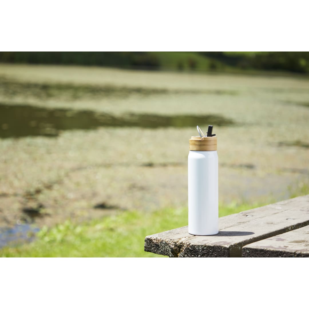 Billy 26oz ECO Aluminum Bottle w/ FSC&#174; Bamboo Lid - SM-6949 White