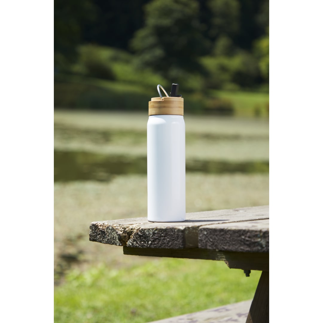 Billy 26oz ECO Aluminum Bottle w/ FSC&#174; Bamboo Lid - SM-6949 White