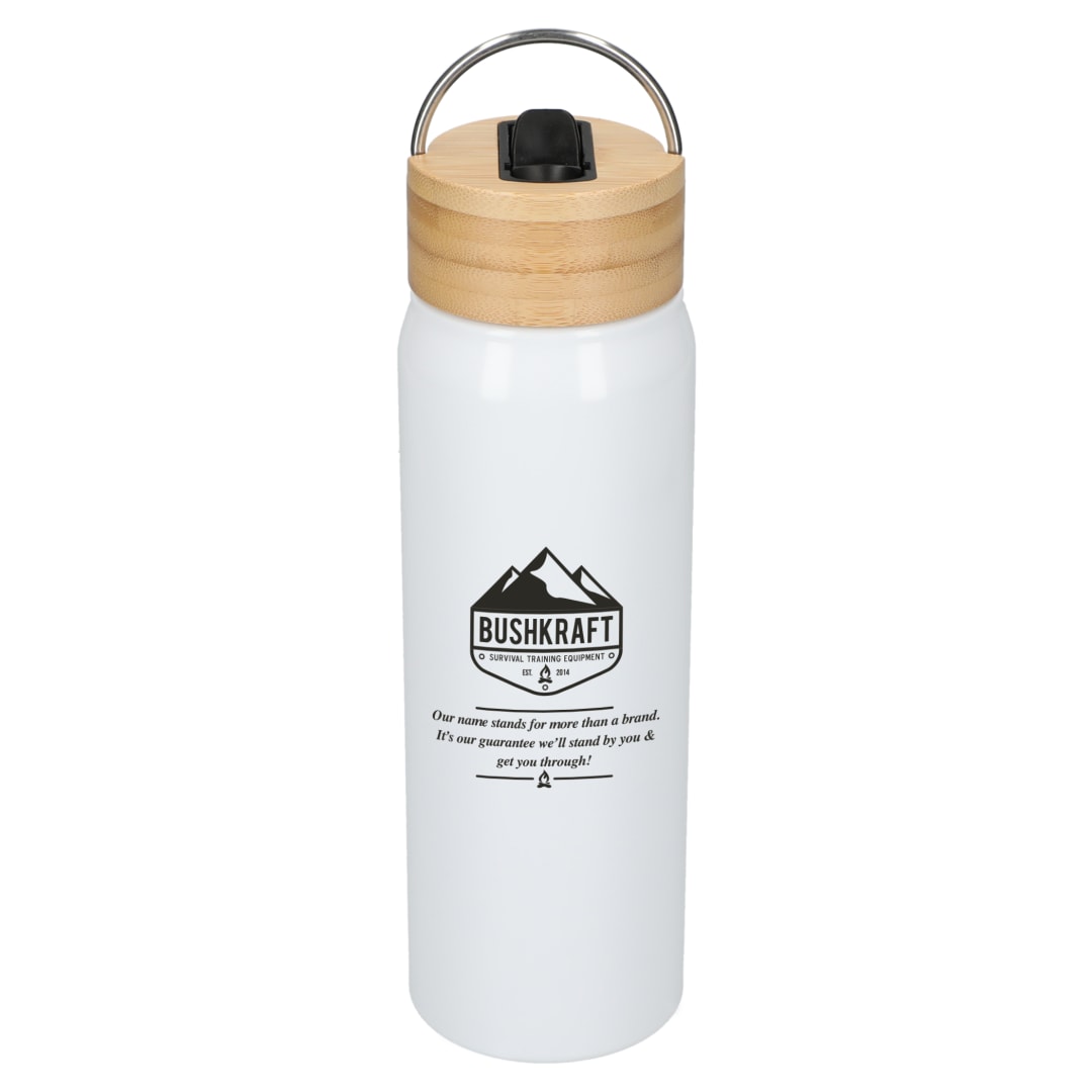 Billy 26oz ECO Aluminum Bottle w/ FSC&#174; Bamboo Lid - SM-6949 White