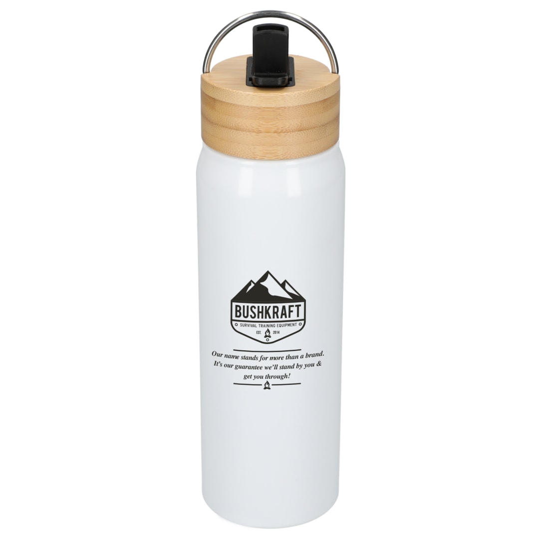 Billy 26oz ECO Aluminum Bottle w/ FSC&#174; Bamboo Lid - SM-6949 White