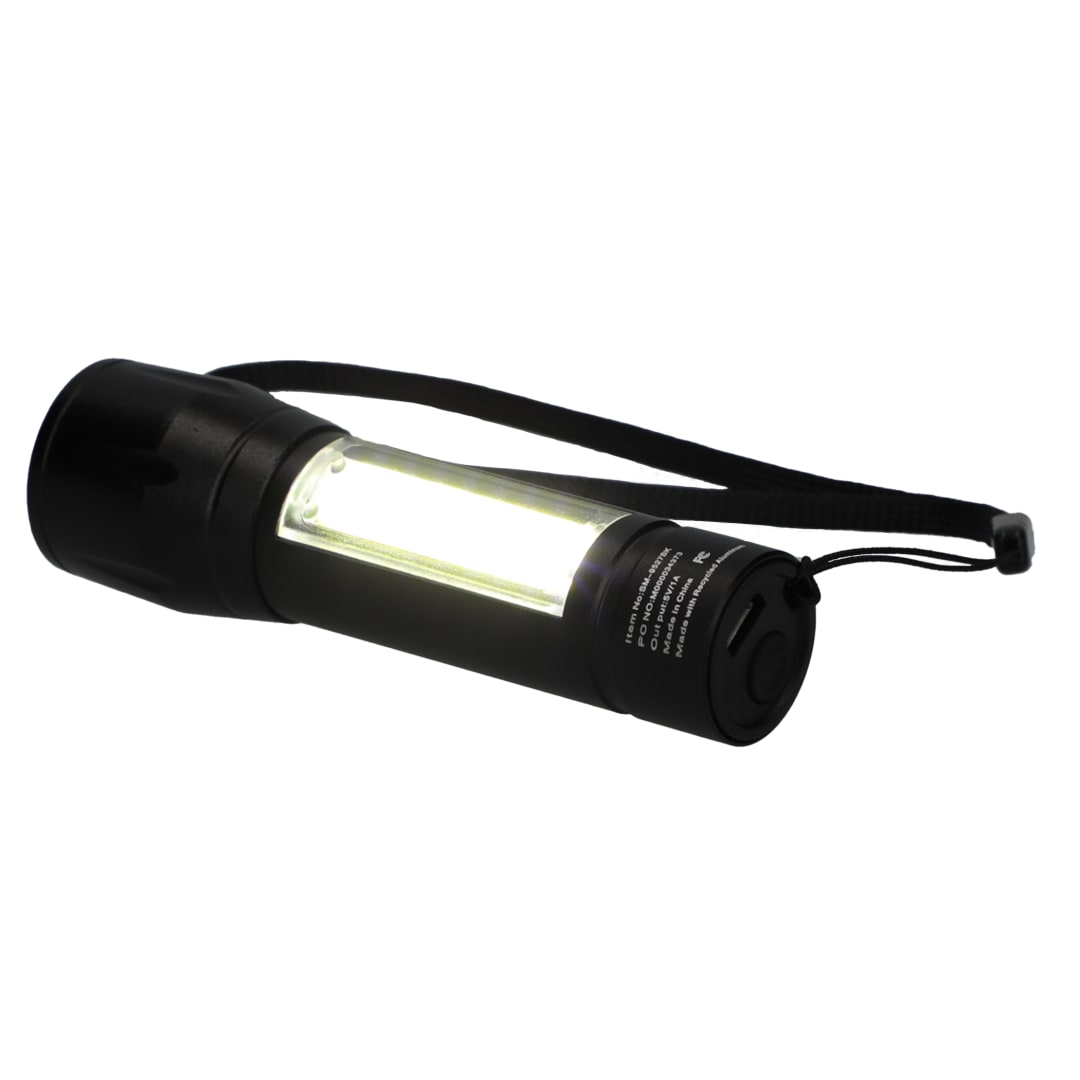 Mini Eco Rechargeable 50 Lumen Flashlight - SM-9527 Black