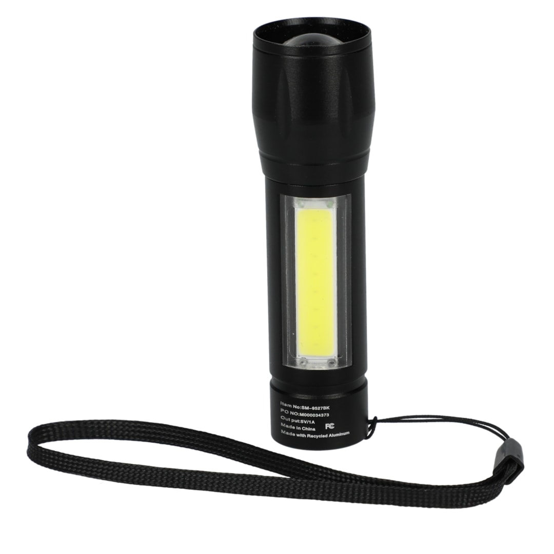 Mini Eco Rechargeable 50 Lumen Flashlight - SM-9527 Black