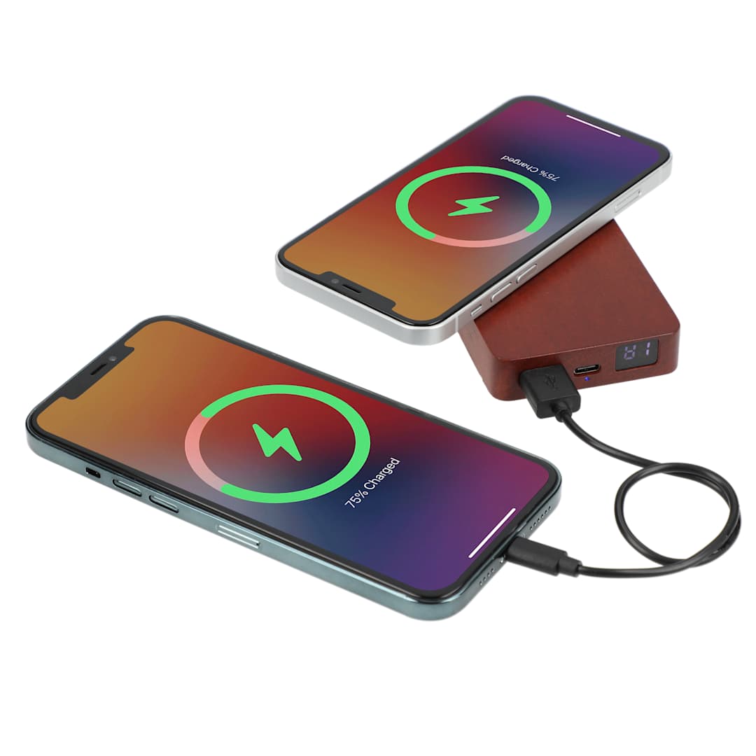 FSC&#174; 100% Wood MagClick™ Fast Wireless Power Bank - 7122-06 Brown