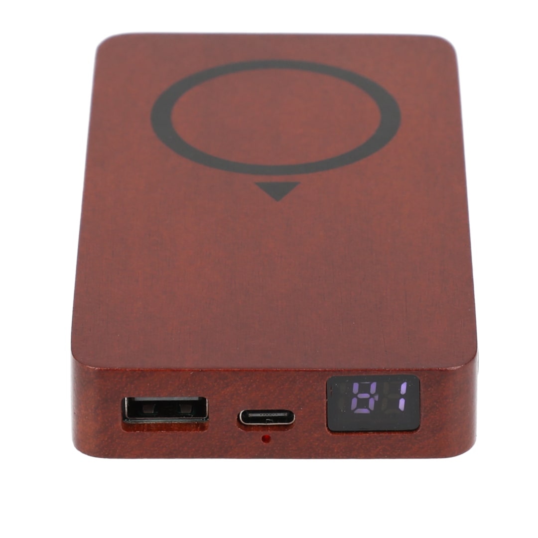 FSC&#174; 100% Wood MagClick™ Fast Wireless Power Bank - 7122-06 Brown