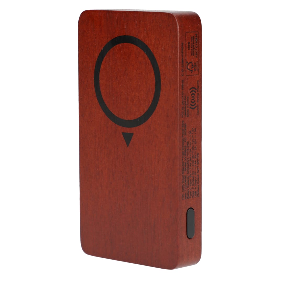 FSC&#174; 100% Wood MagClick™ Fast Wireless Power Bank - 7122-06 Brown