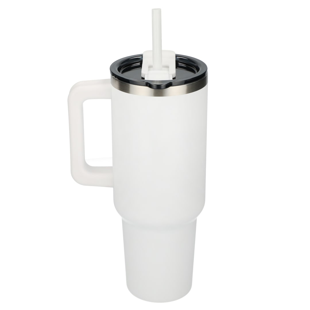 Pinnacle Recycled Travel Tumbler with Straw 40oz - 1603-15 White