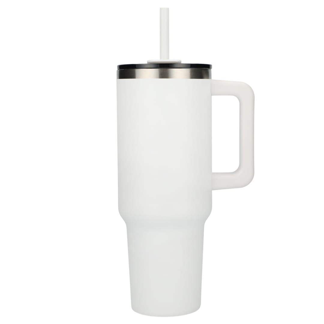 Pinnacle Recycled Travel Tumbler with Straw 40oz - 1603-15 White