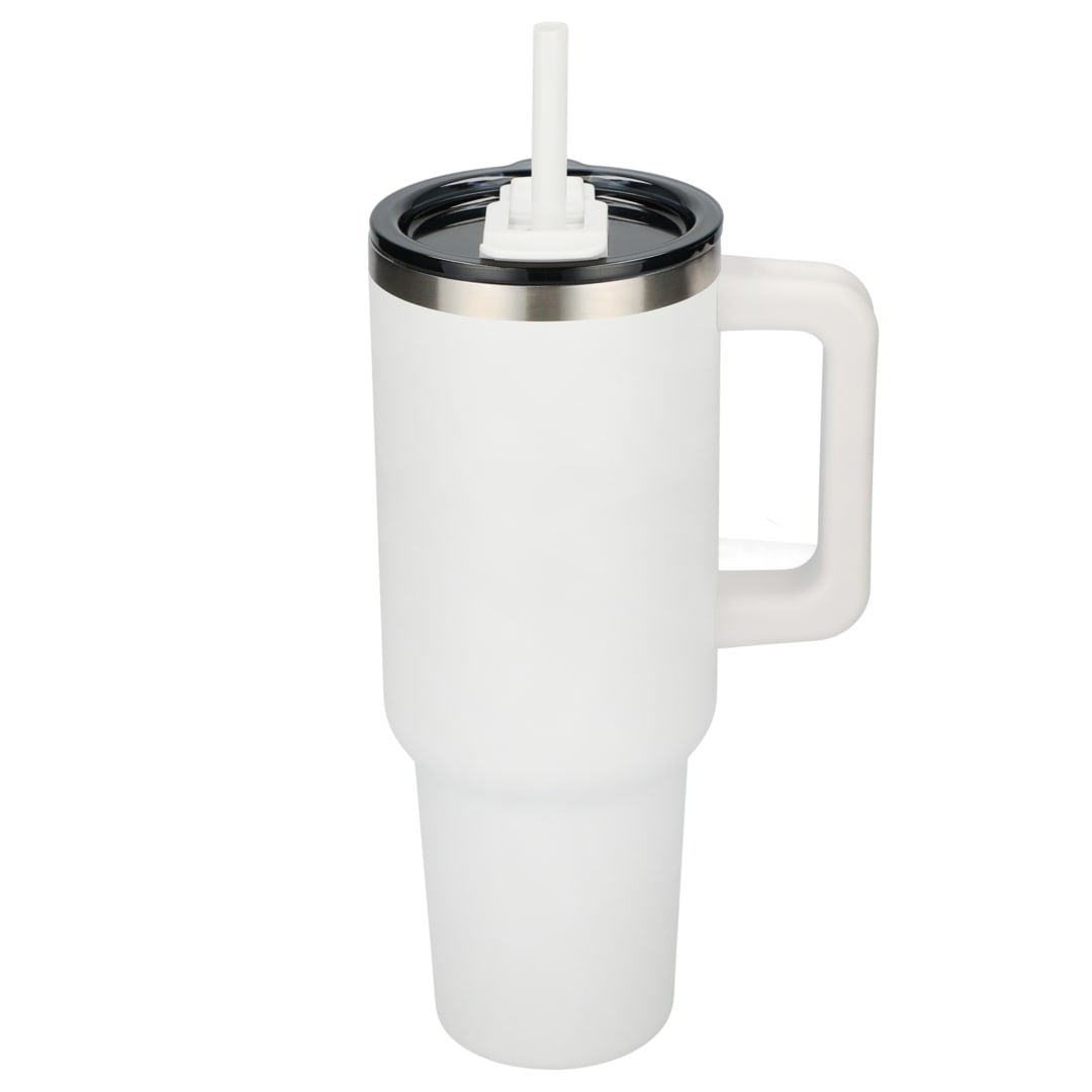 Pinnacle Recycled Travel Tumbler with Straw 40oz - 1603-15 White