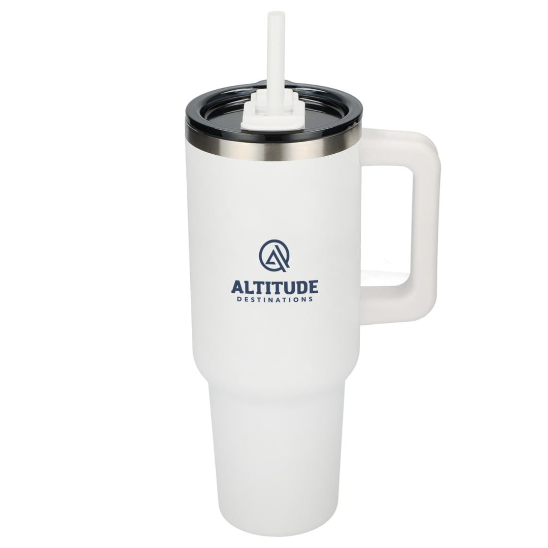 Pinnacle Recycled Travel Tumbler with Straw 40oz - 1603-15 White